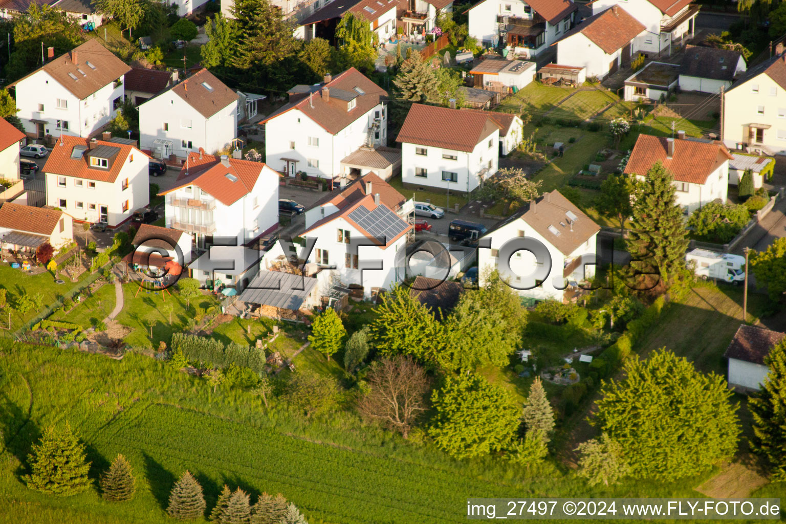 Stupferich in the district Hohenwettersbach in Karlsruhe in the state Baden-Wuerttemberg, Germany from above