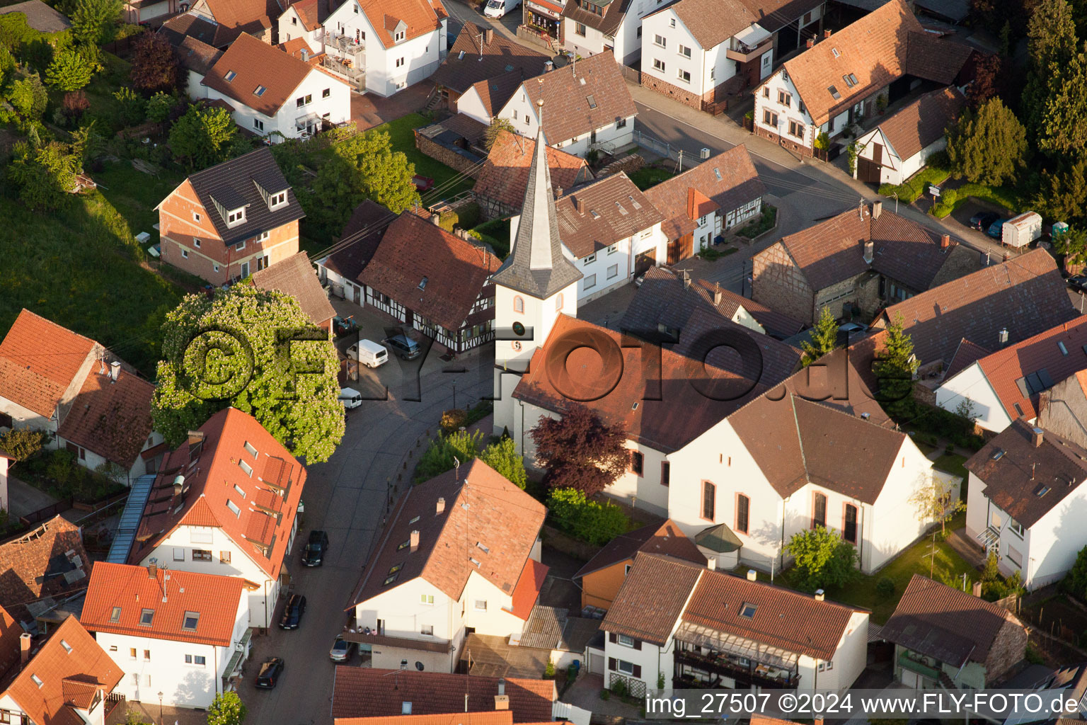 Oblique view of District Stupferich in Karlsruhe in the state Baden-Wuerttemberg, Germany