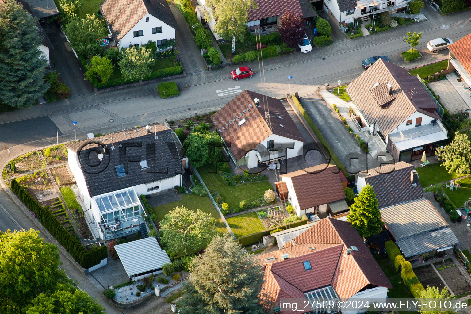 Aerial photograpy of Gerberastraße 4 in the district Stupferich in Karlsruhe in the state Baden-Wuerttemberg, Germany