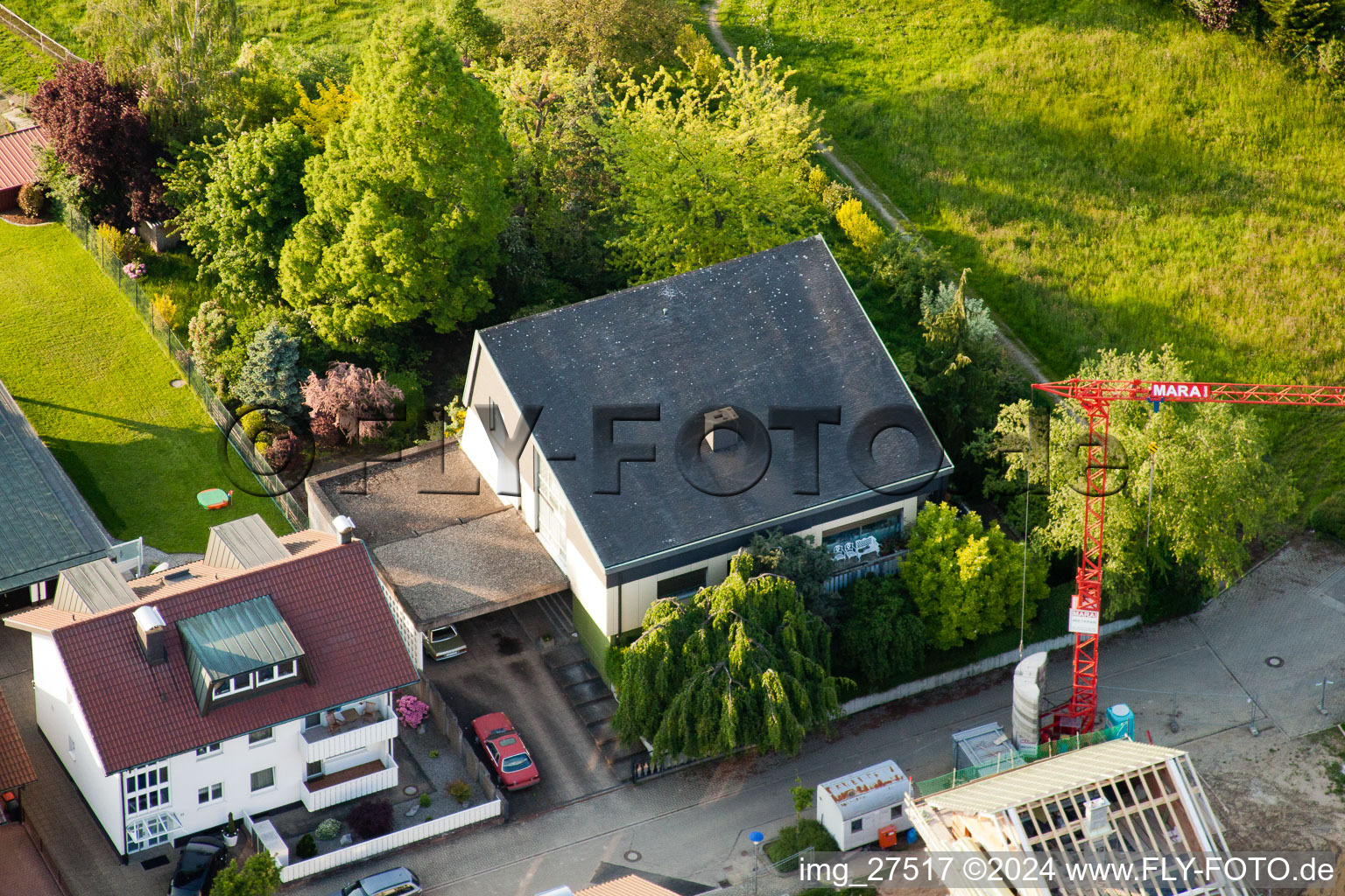 District Stupferich in Karlsruhe in the state Baden-Wuerttemberg, Germany seen from above