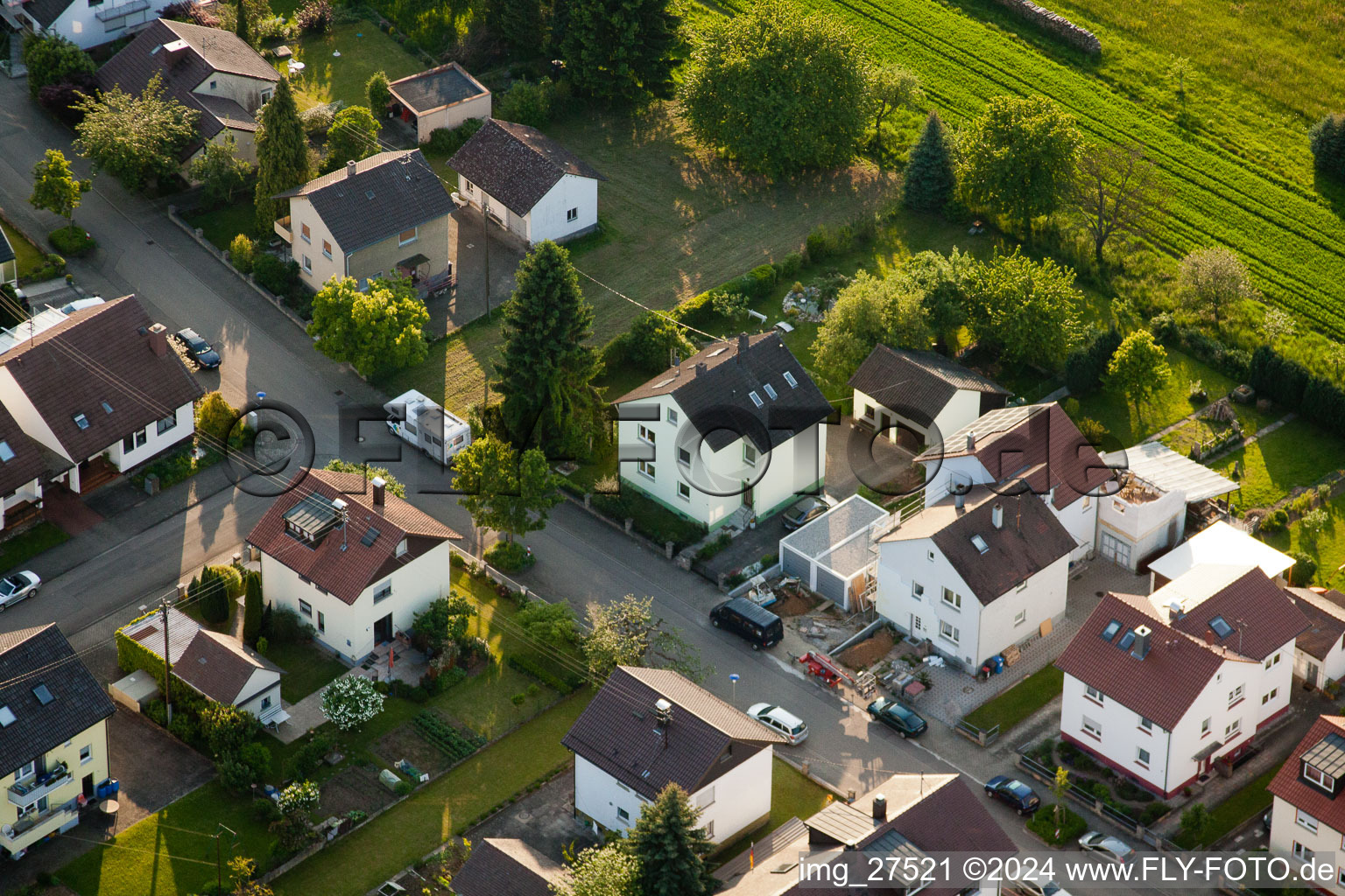 Bird's eye view of District Stupferich in Karlsruhe in the state Baden-Wuerttemberg, Germany