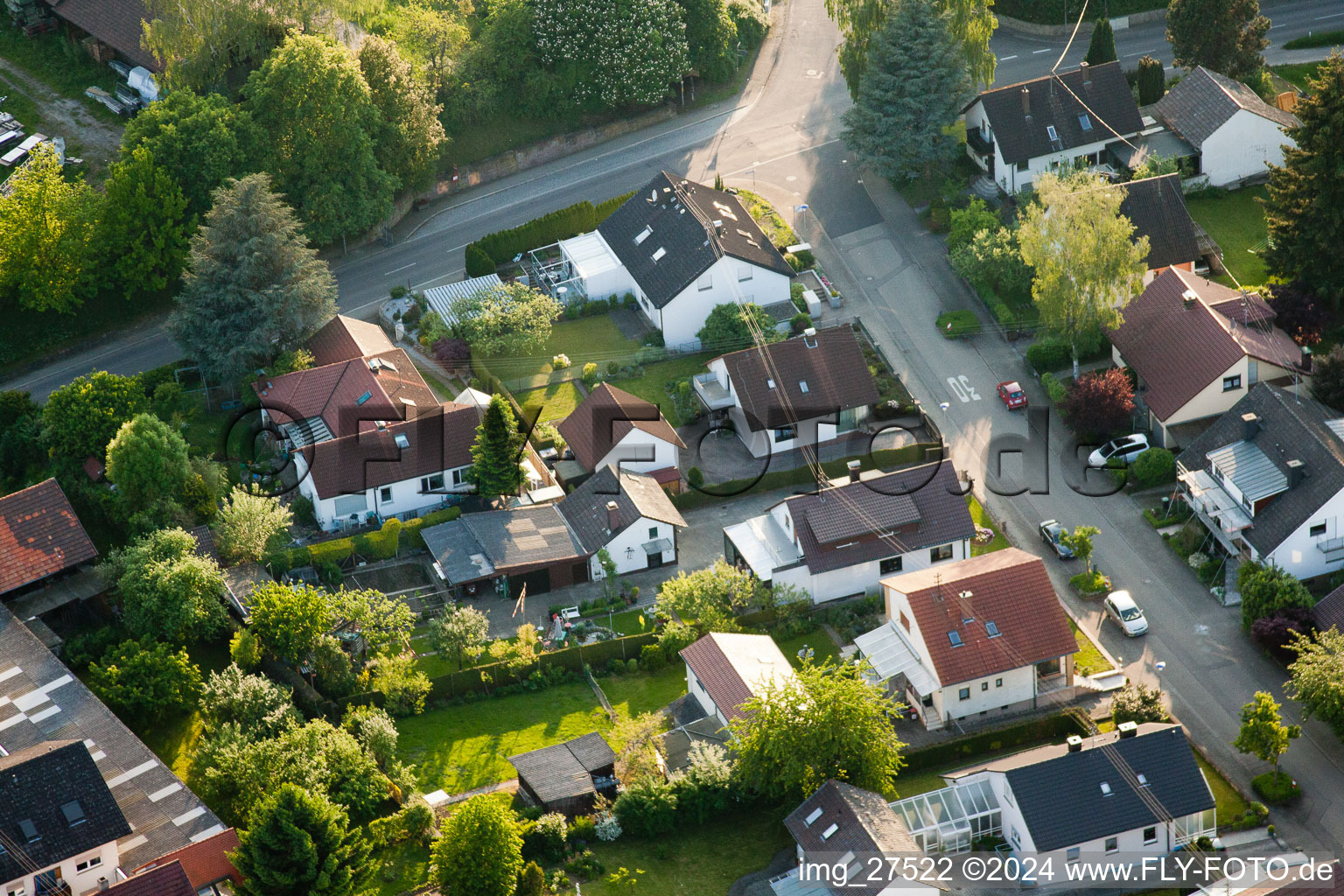 Gerberastrasse 4 in the district Stupferich in Karlsruhe in the state Baden-Wuerttemberg, Germany from above