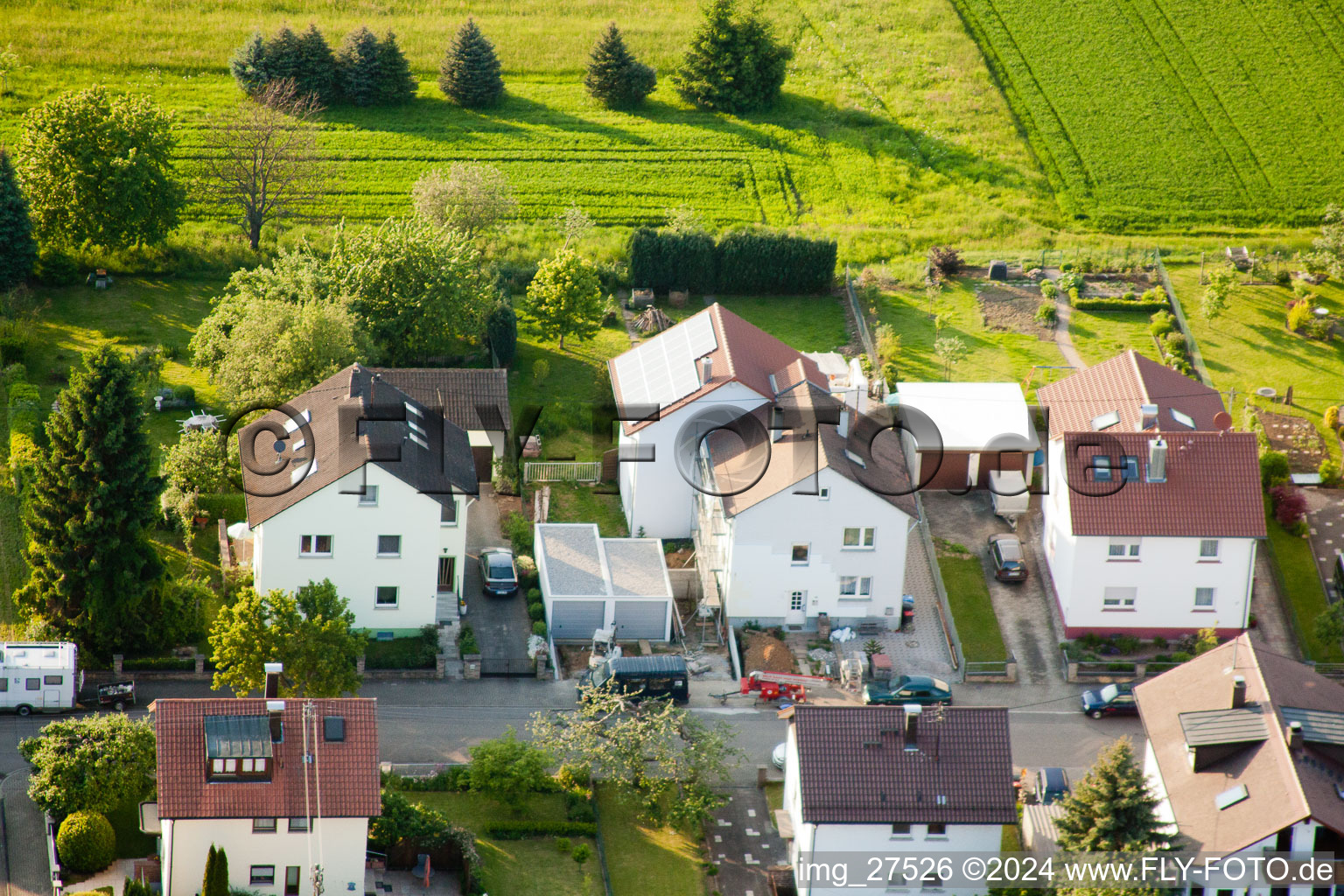 Drone recording of District Stupferich in Karlsruhe in the state Baden-Wuerttemberg, Germany