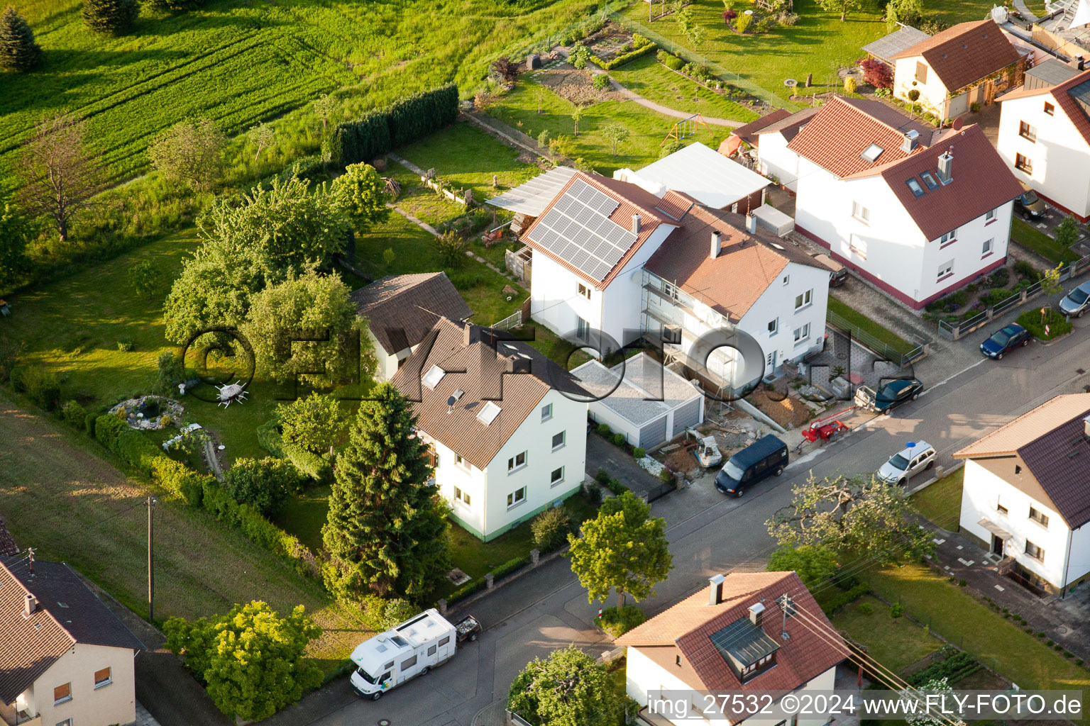 Drone image of District Stupferich in Karlsruhe in the state Baden-Wuerttemberg, Germany