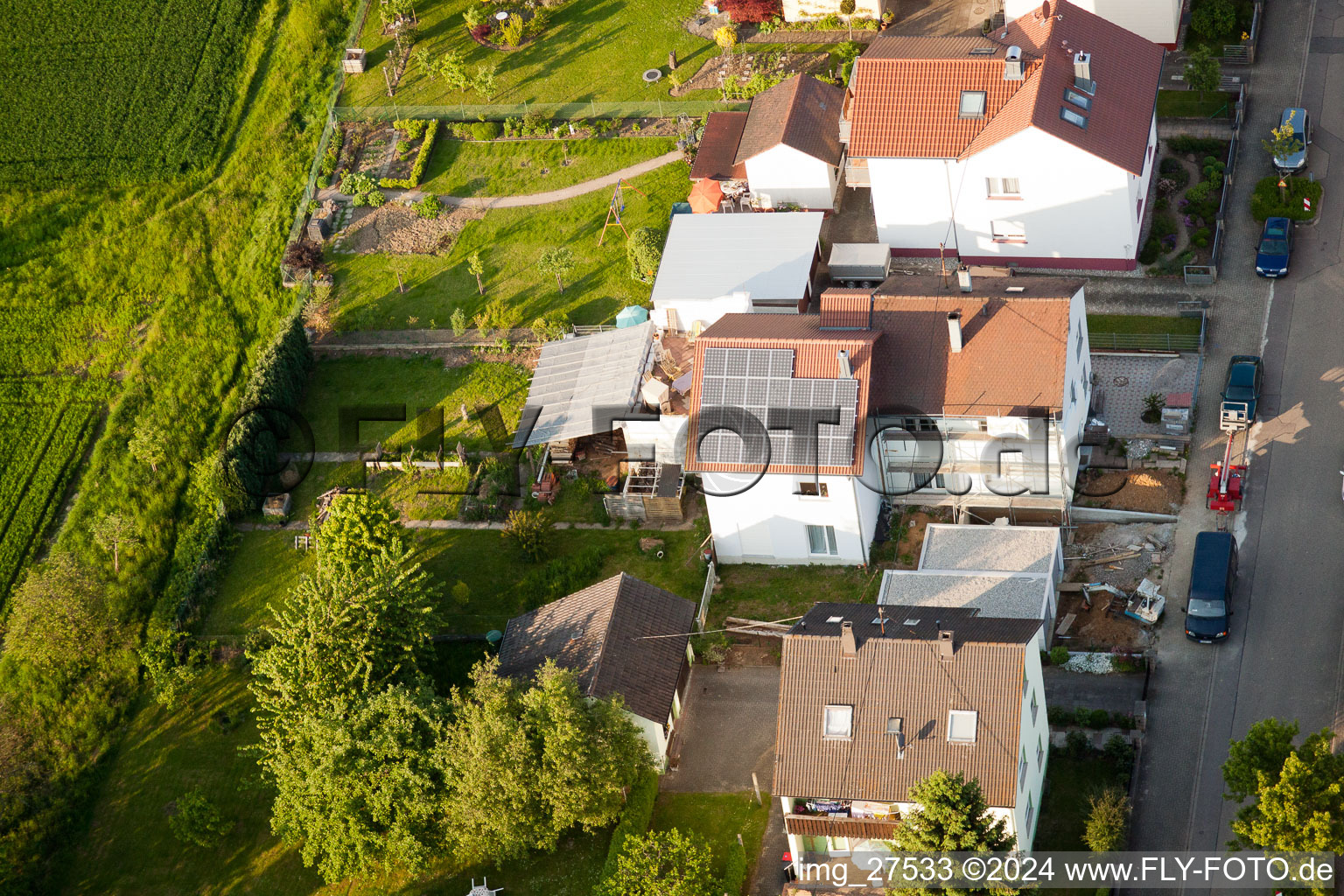 District Stupferich in Karlsruhe in the state Baden-Wuerttemberg, Germany from the drone perspective