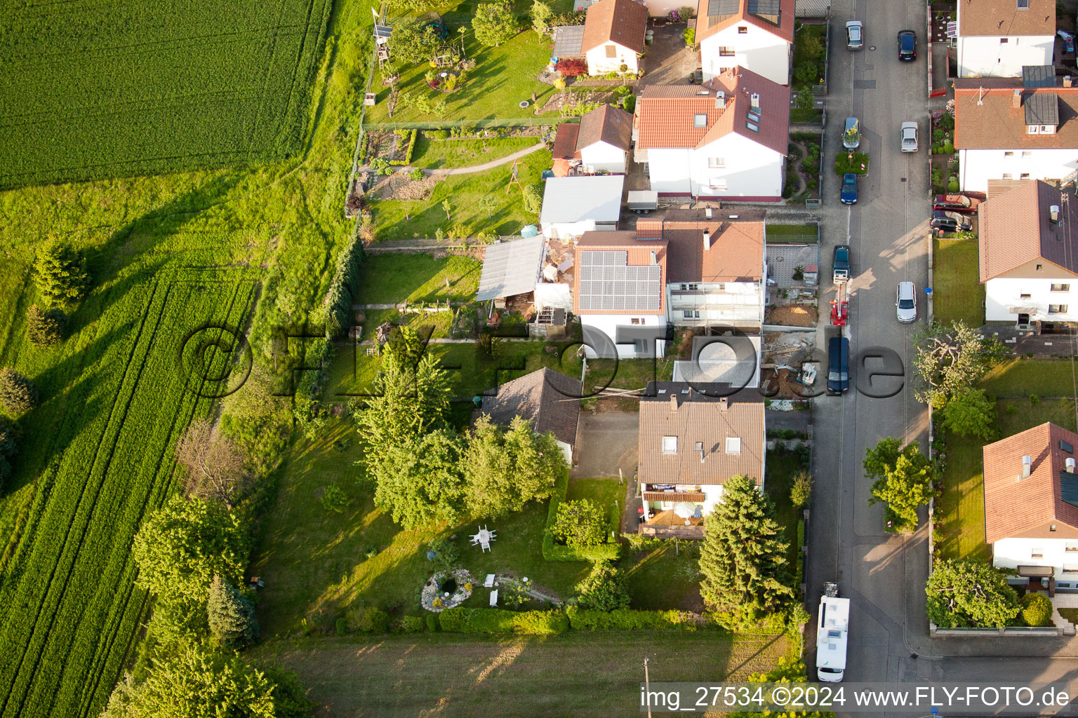 District Stupferich in Karlsruhe in the state Baden-Wuerttemberg, Germany from a drone