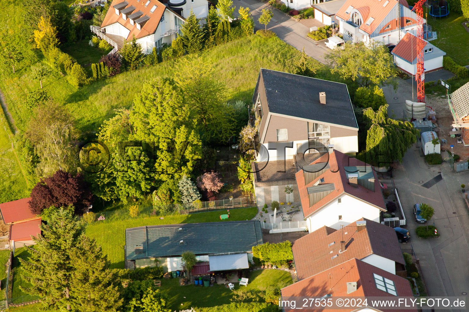 District Stupferich in Karlsruhe in the state Baden-Wuerttemberg, Germany seen from a drone