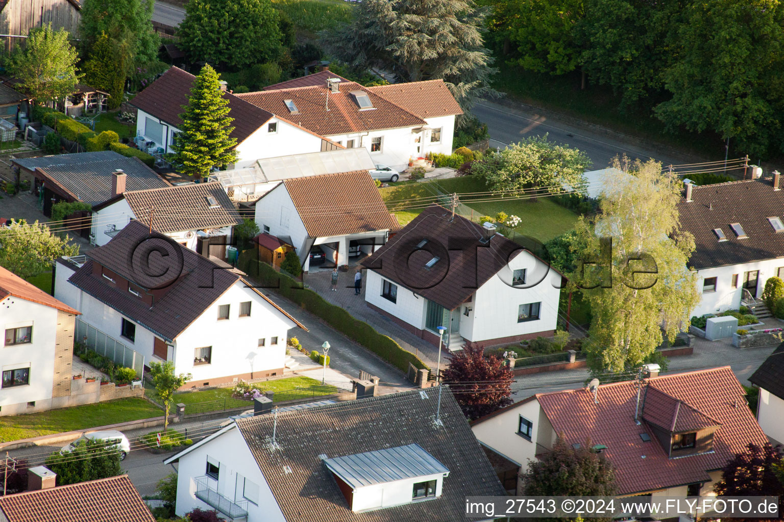 Gerberastrasse 4 in the district Stupferich in Karlsruhe in the state Baden-Wuerttemberg, Germany from the drone perspective