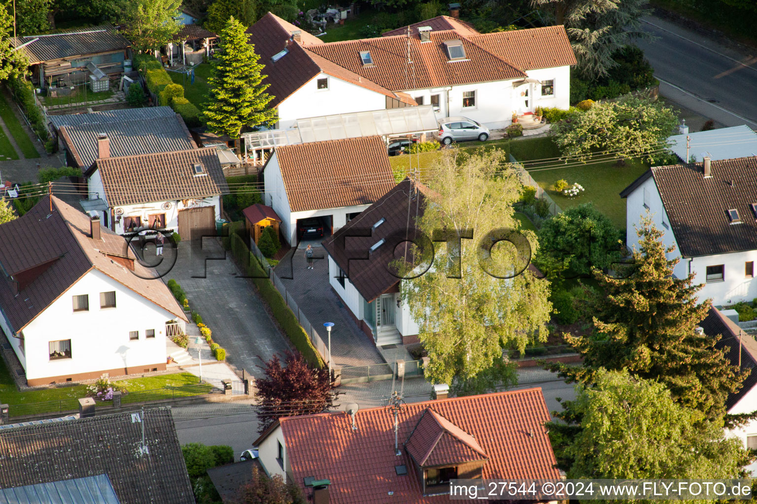 Gerberastrasse 4 in the district Stupferich in Karlsruhe in the state Baden-Wuerttemberg, Germany from a drone