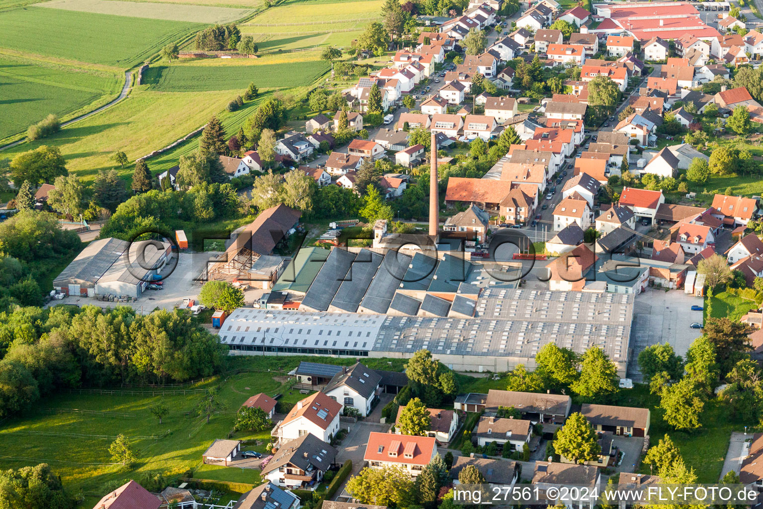 Aerial view of Former factory - building in Stupferich in the state Baden-Wurttemberg, Germany