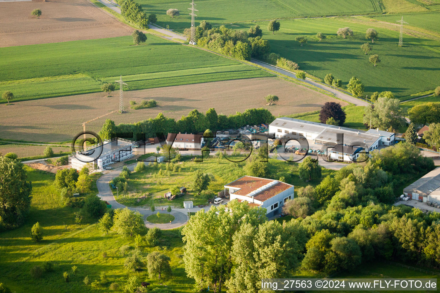 Bird's eye view of District Stupferich in Karlsruhe in the state Baden-Wuerttemberg, Germany