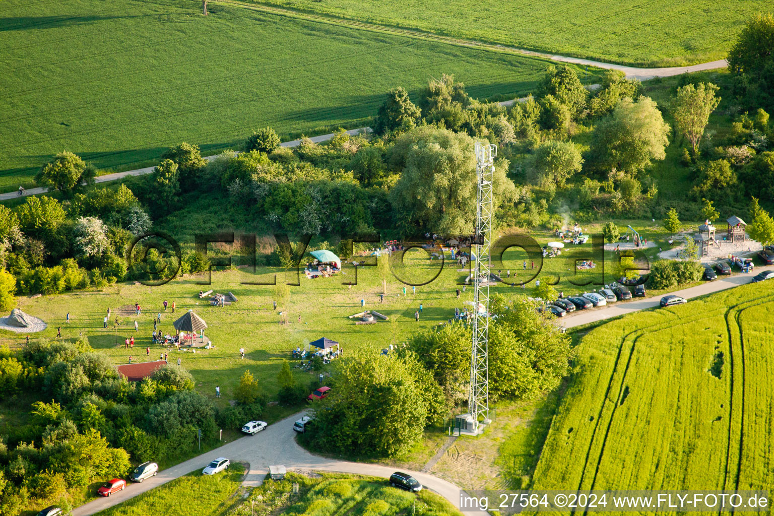 Barbecue area at the Karlovy Vary motorway exit in the district Stupferich in Karlsruhe in the state Baden-Wuerttemberg, Germany