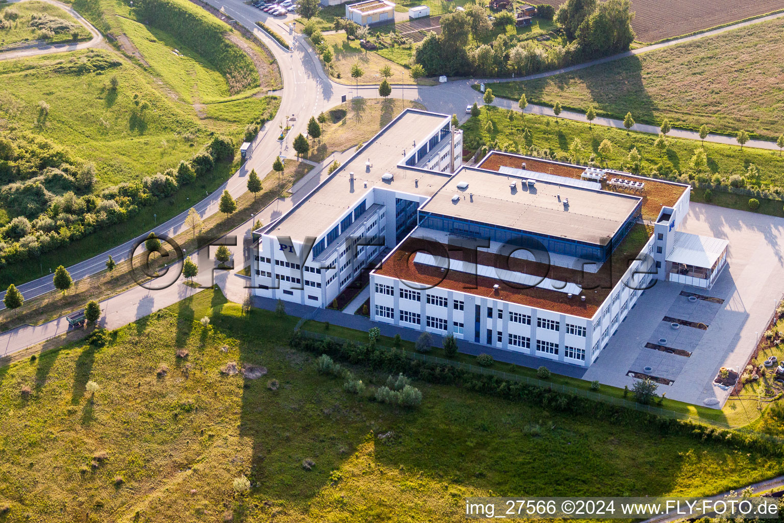 Office building of Physik Instrumente (PI) GmbH & Co. KG at the A8 in the district Palmbach in Karlsruhe in the state Baden-Wurttemberg, Germany