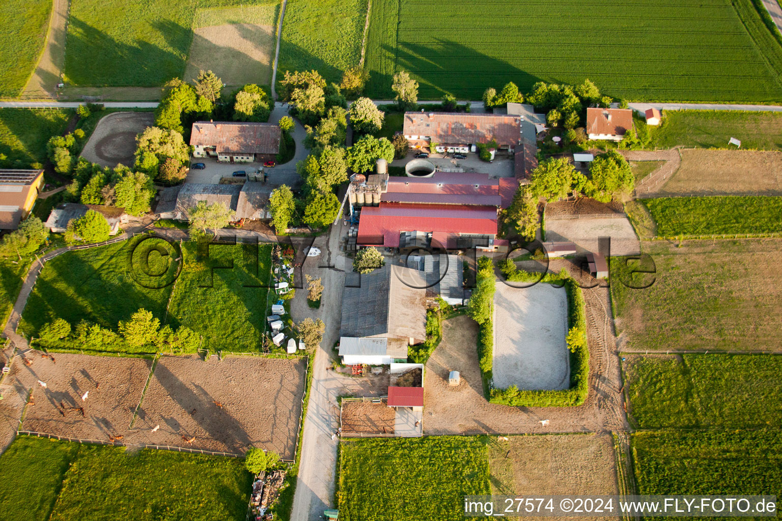 Aerial view of Stable in Steinig in the district Langensteinbach in Karlsbad in the state Baden-Wuerttemberg, Germany