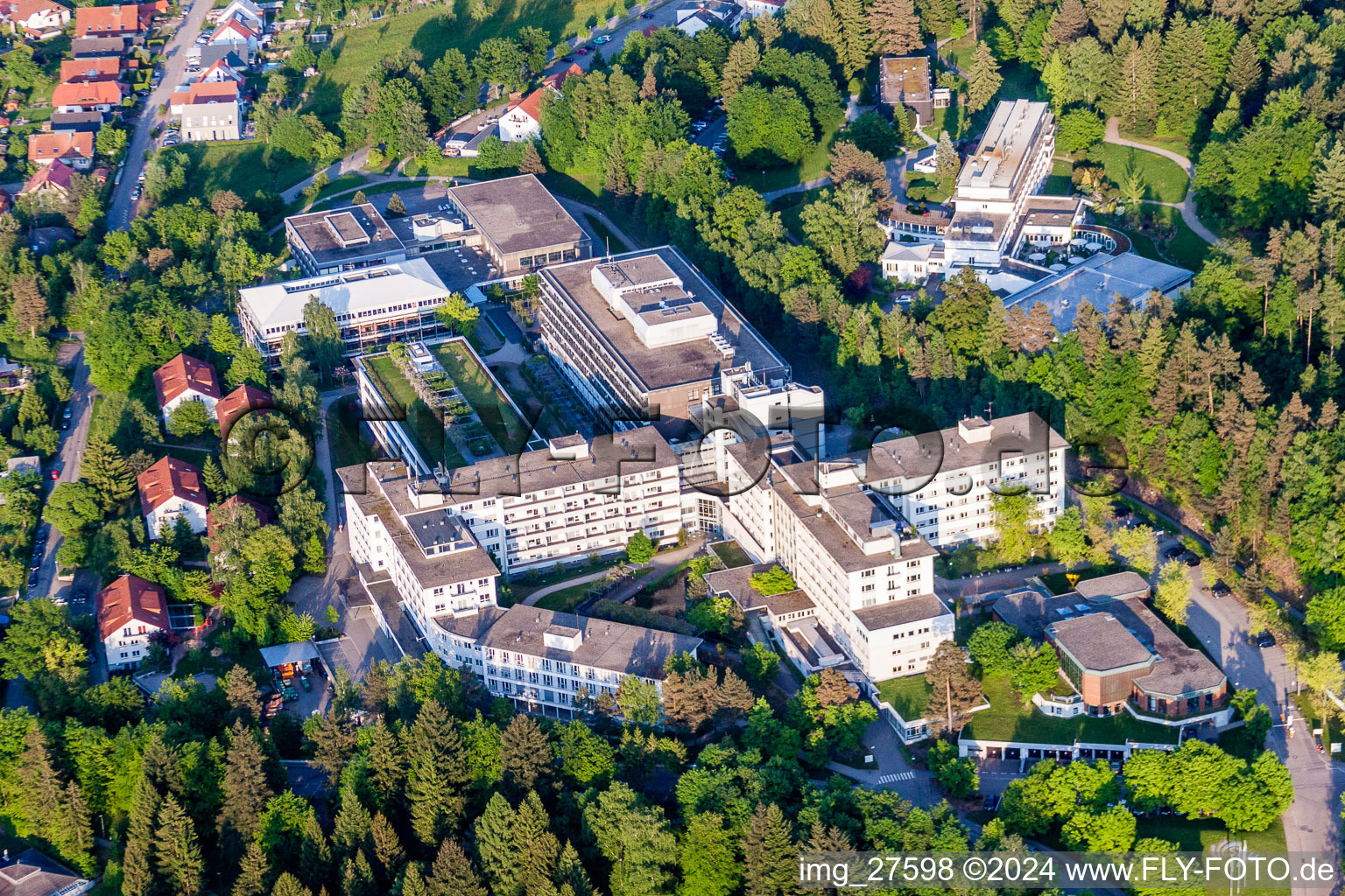 Aerial view of SRH Hospital in the district Langensteinbach in Karlsbad in the state Baden-Wuerttemberg, Germany