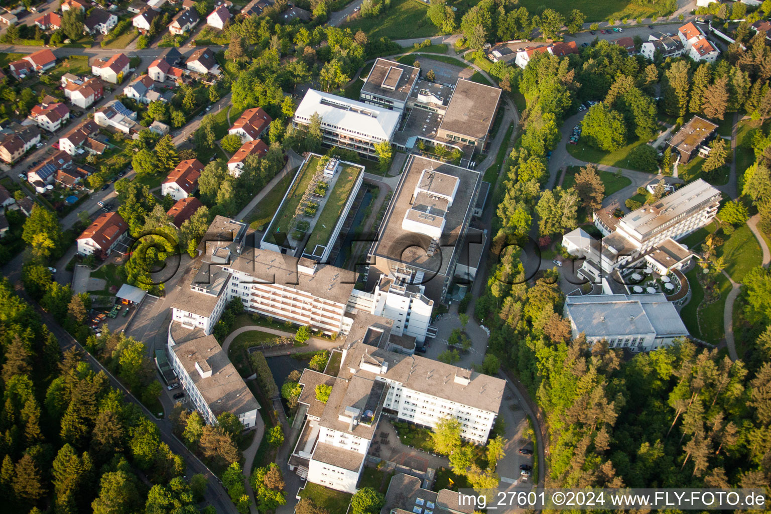 Aerial photograpy of SRH Hospital in the district Langensteinbach in Karlsbad in the state Baden-Wuerttemberg, Germany