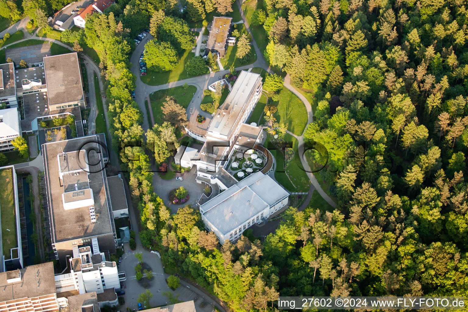 Oblique view of SRH Hospital in the district Langensteinbach in Karlsbad in the state Baden-Wuerttemberg, Germany