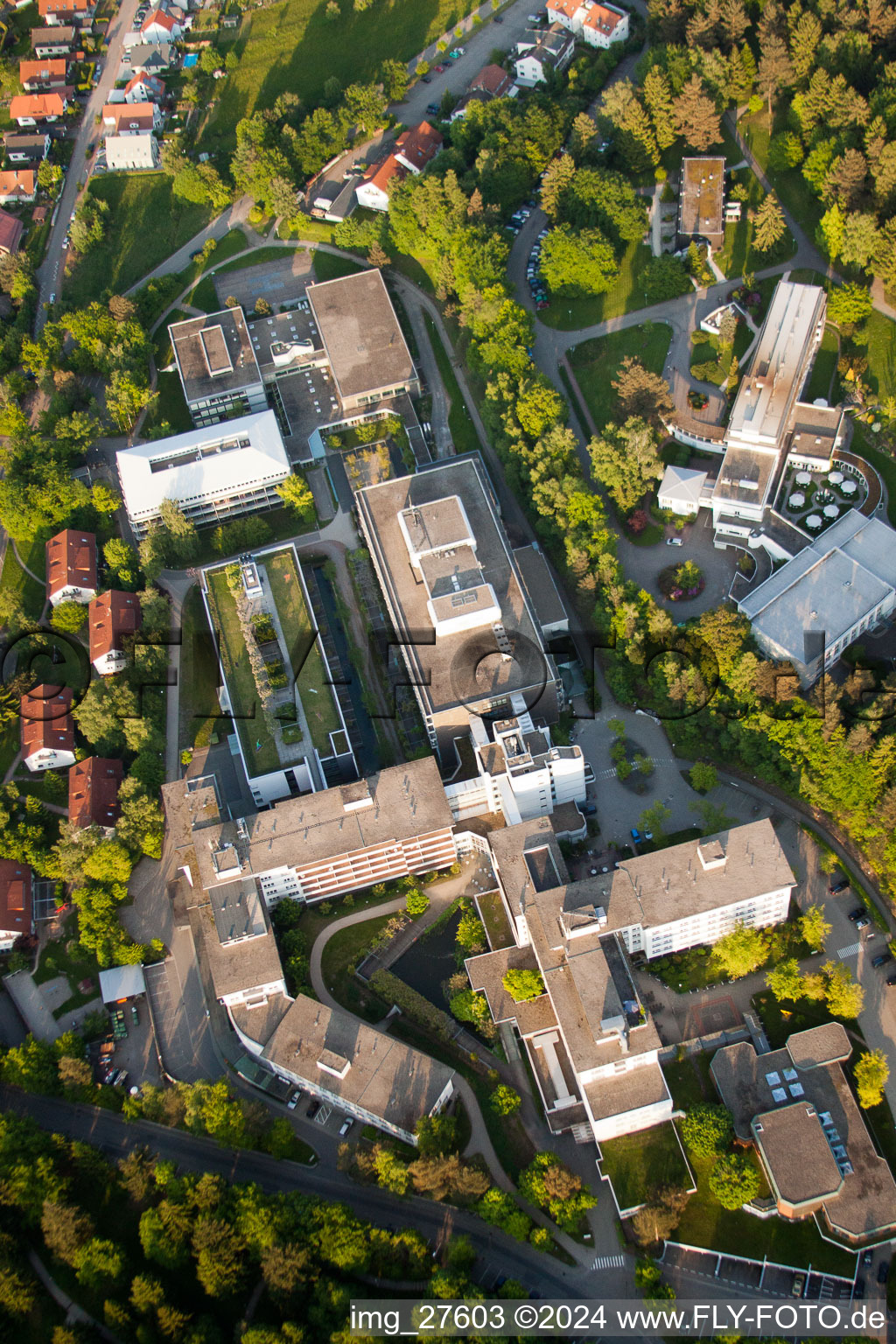 SRH Hospital in the district Langensteinbach in Karlsbad in the state Baden-Wuerttemberg, Germany from above