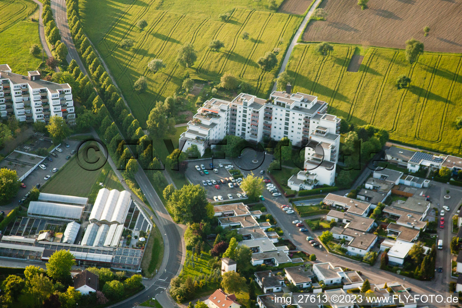 Aerial view of Acherstr in the district Reichenbach in Waldbronn in the state Baden-Wuerttemberg, Germany