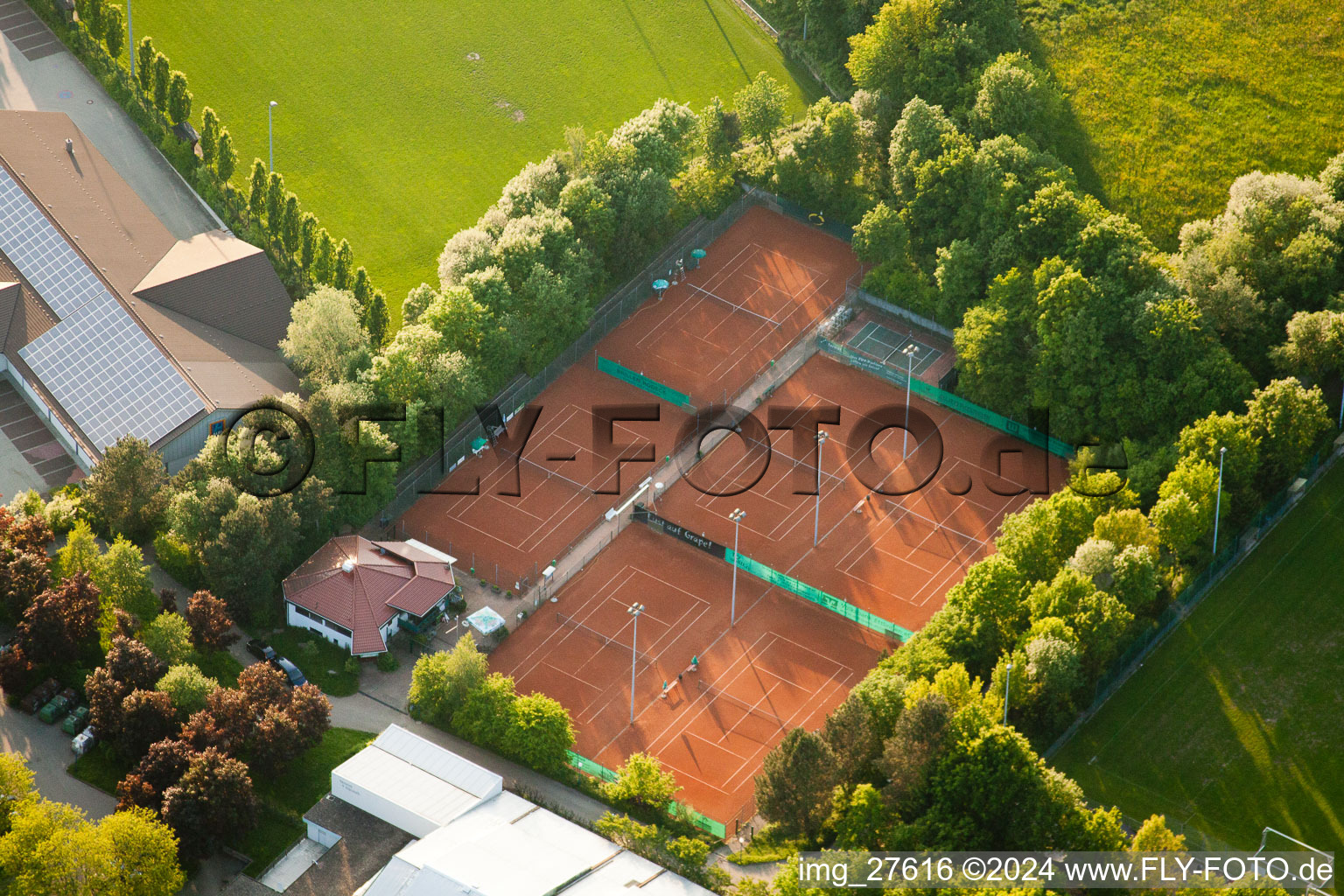 Aerial view of Reichenbach, Tennis Club Waldbronn e. V in the district Busenbach in Waldbronn in the state Baden-Wuerttemberg, Germany