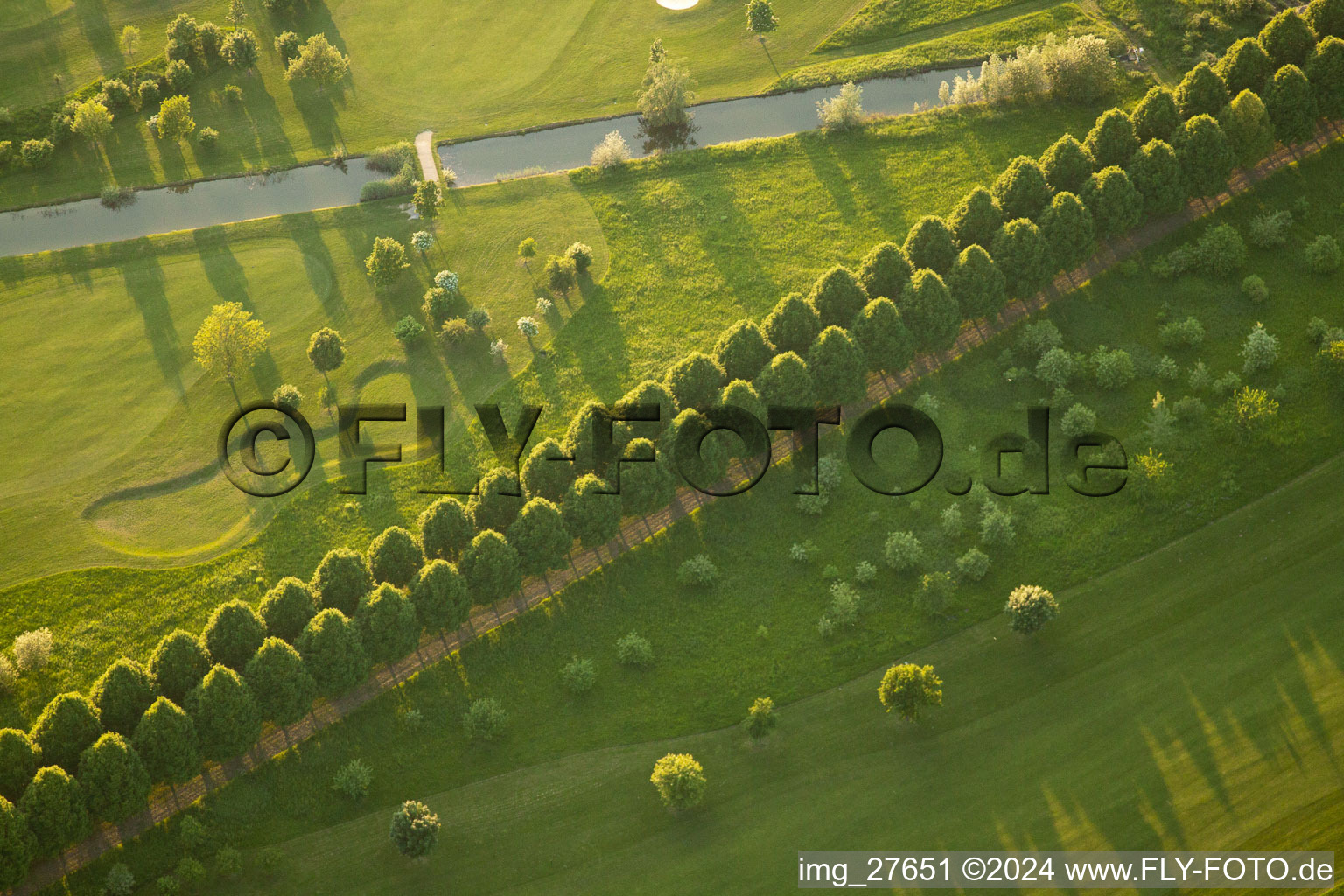 Aerial view of Grounds of the Golf course at Golfclub Hofgut Scheibenhardt e.V in Karlsruhe in the state Baden-Wurttemberg