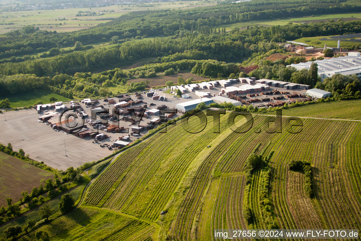 Aerial view of Technical facilities in the industrial area WIENERBERGER MALSCH in the district Rot in Malsch in the state Baden-Wurttemberg