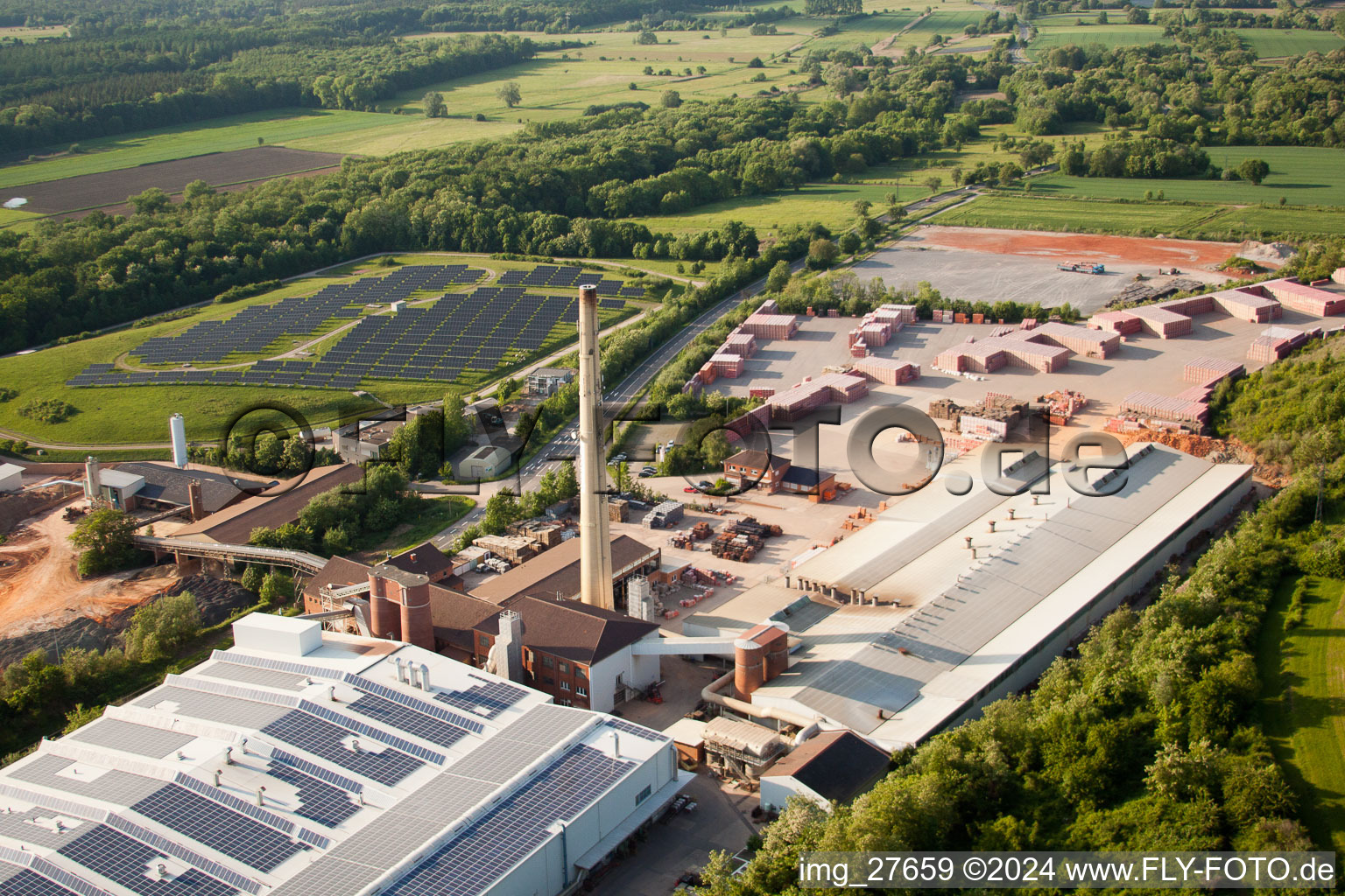 Technical facilities in the industrial area WIENERBERGER MALSCH in the district Rot in Malsch in the state Baden-Wurttemberg from above