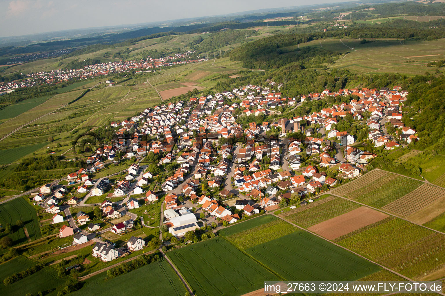 Aerial view of District Malschenberg in Rauenberg in the state Baden-Wuerttemberg, Germany