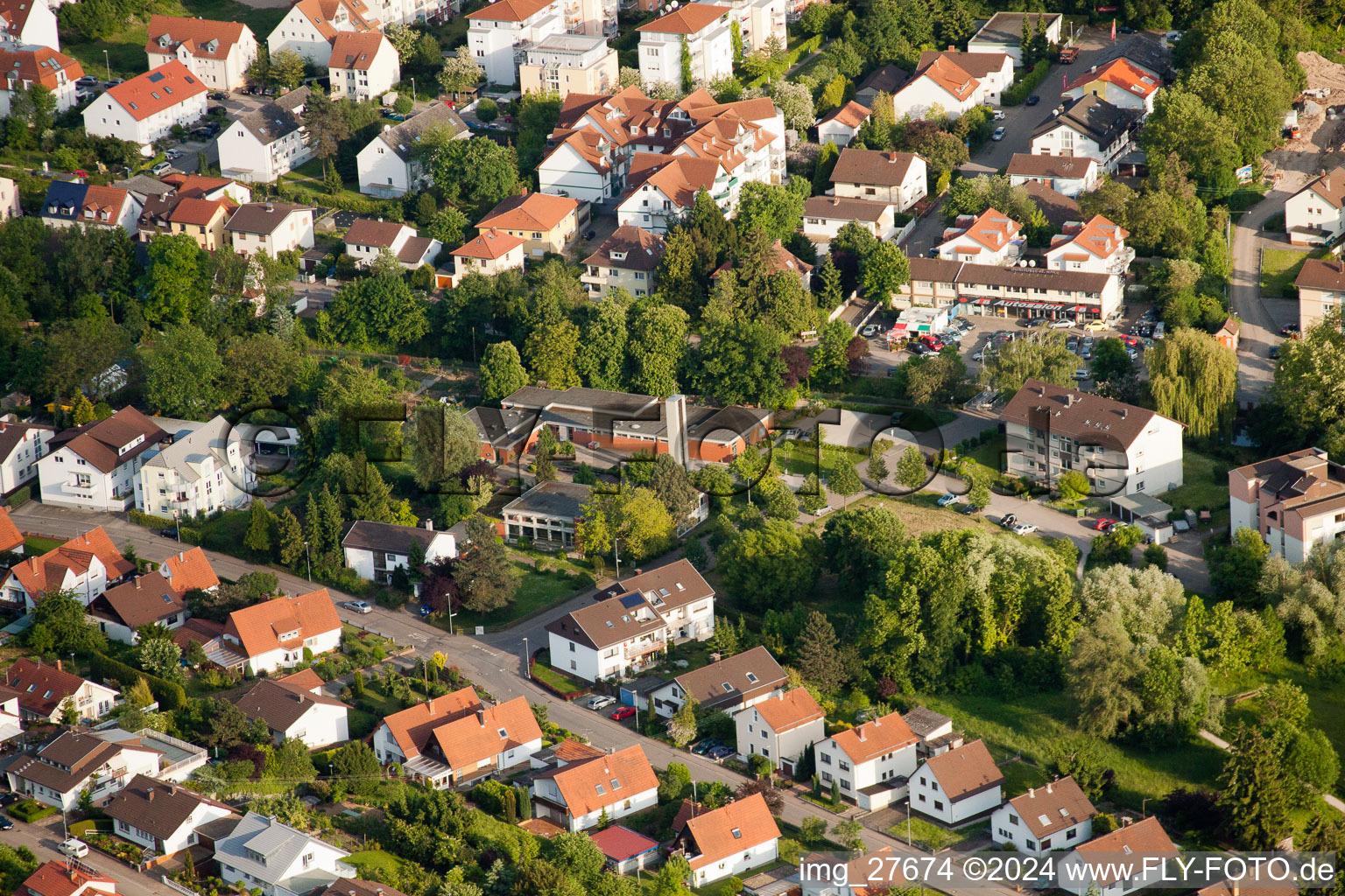 Aerial view of Christ Church in Wiesloch in the state Baden-Wuerttemberg, Germany