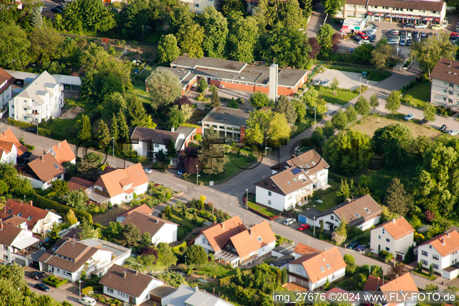 Oblique view of Christ Church in Wiesloch in the state Baden-Wuerttemberg, Germany