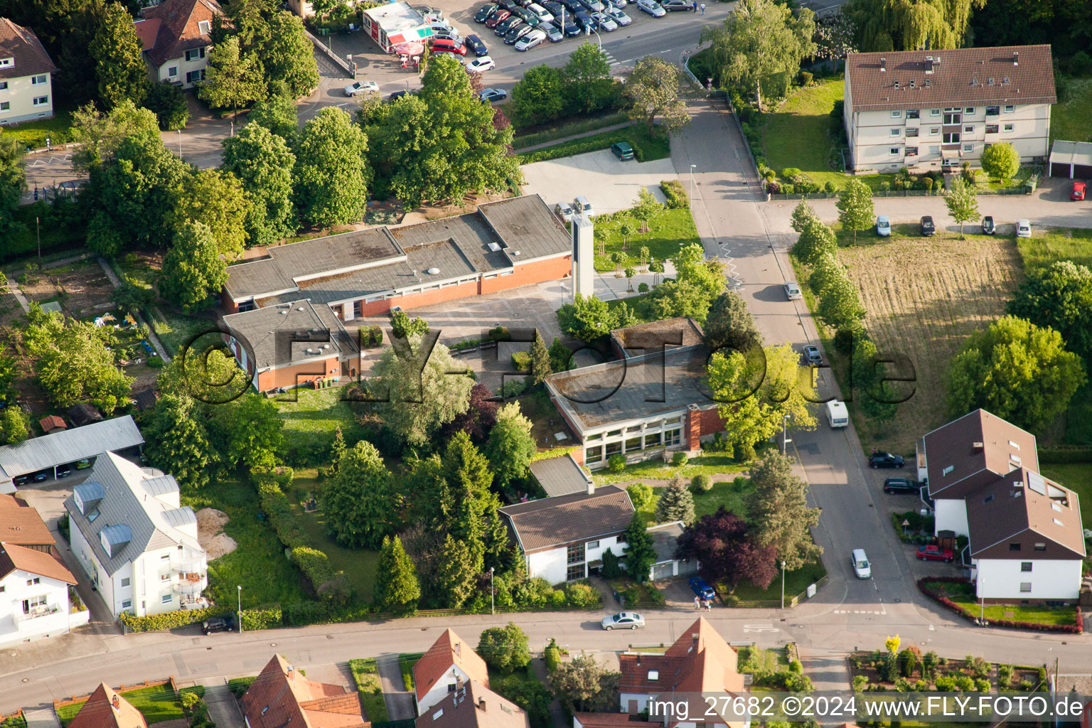 Aerial photograpy of Ev. Kindergarten One World in Wiesloch in the state Baden-Wuerttemberg, Germany