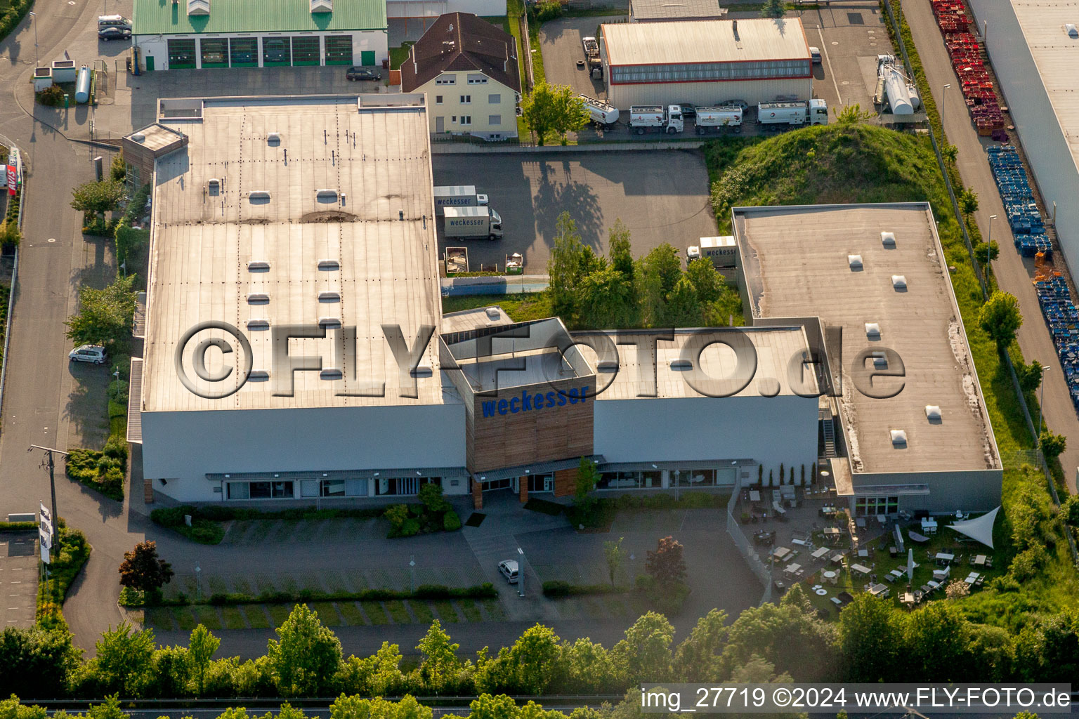 Building of the store - furniture market of Weckesser Wohnen GmbH in Wiesloch in the state Baden-Wurttemberg, Germany