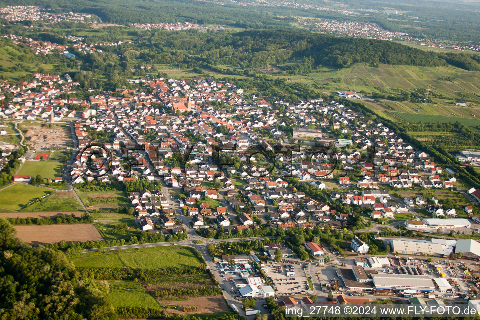 Aerial view of Rauenberg in the state Baden-Wuerttemberg, Germany