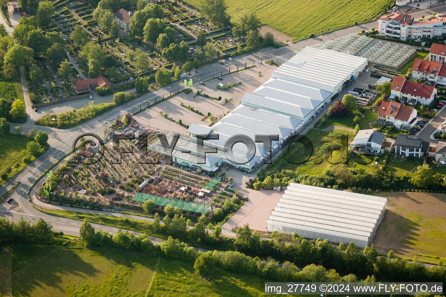 Aerial view of Wagner Florapark GmbH in Wiesloch in the state Baden-Wuerttemberg, Germany