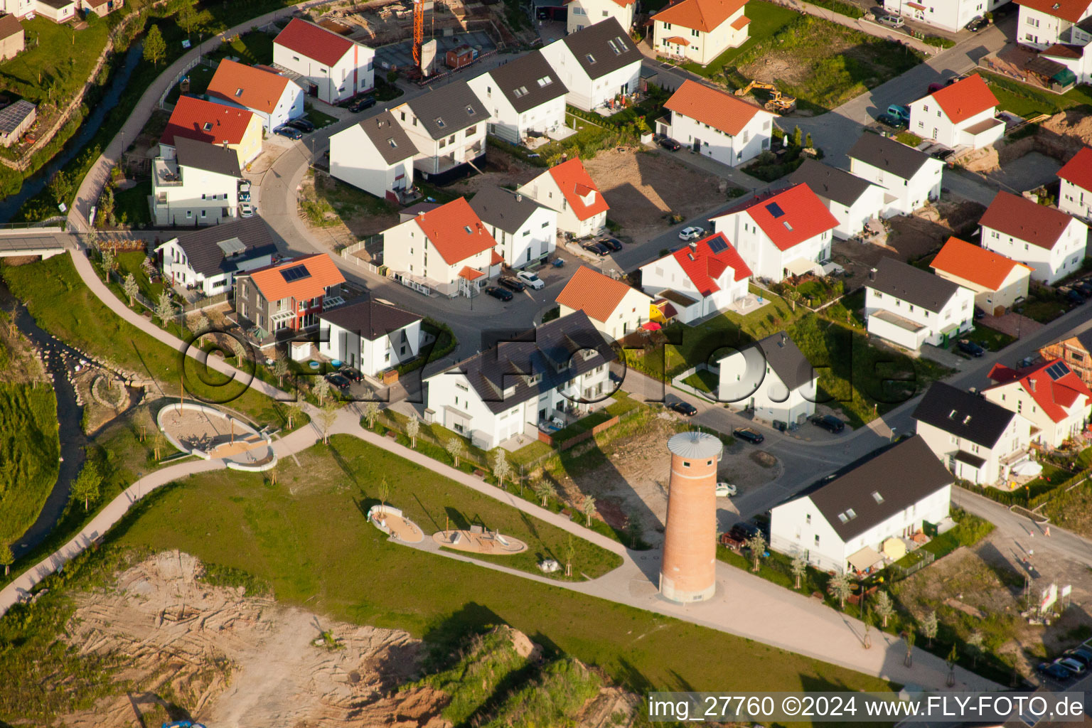 Aerial view of Drying tower in Rauenberg in the state Baden-Wuerttemberg, Germany