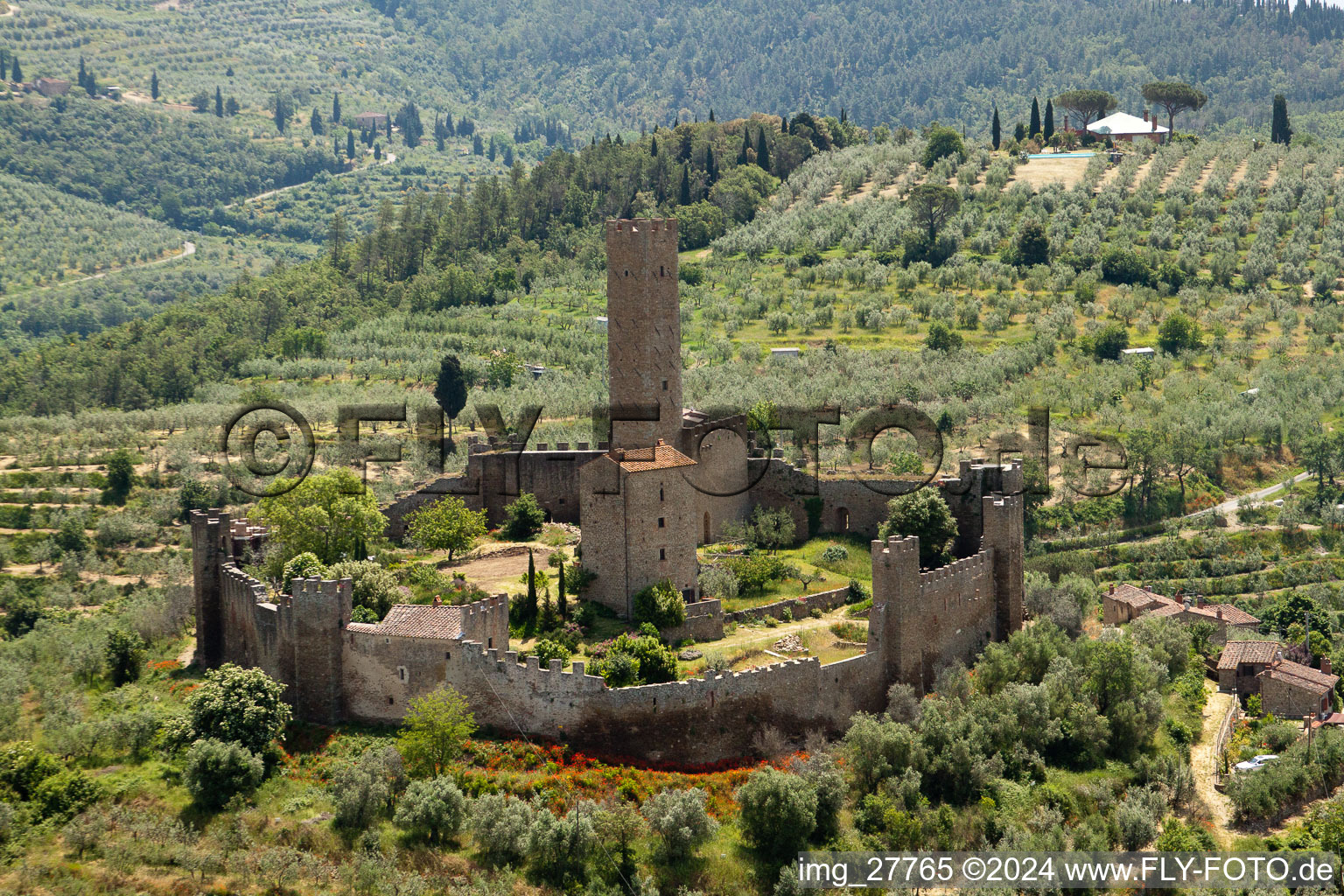 Ruins Castello di Montecchio Vesponi in Montecchio in Toscana, Italy