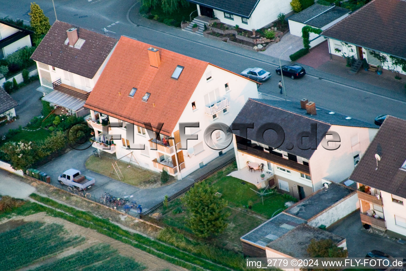 At the water tower in Kandel in the state Rhineland-Palatinate, Germany viewn from the air