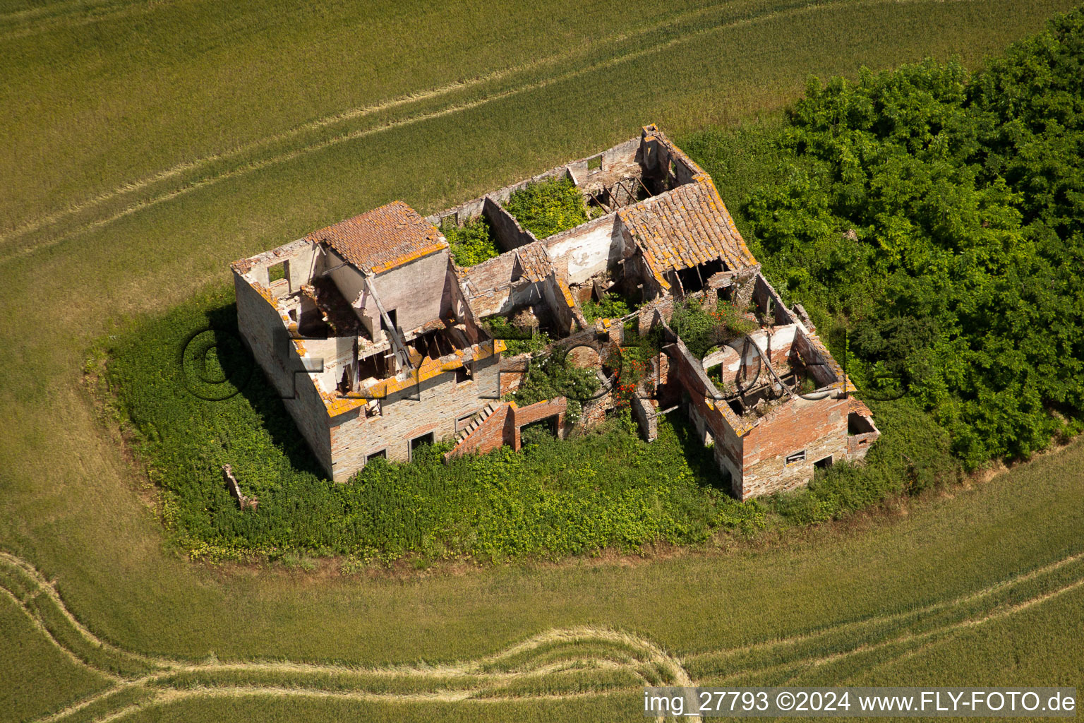 Aerial view of Castroncello in the state Tuscany, Italy