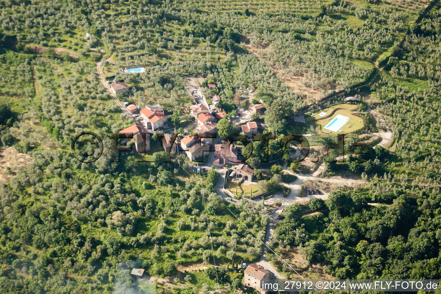 Aerial view of Santa Cristina in the state Tuscany, Italy