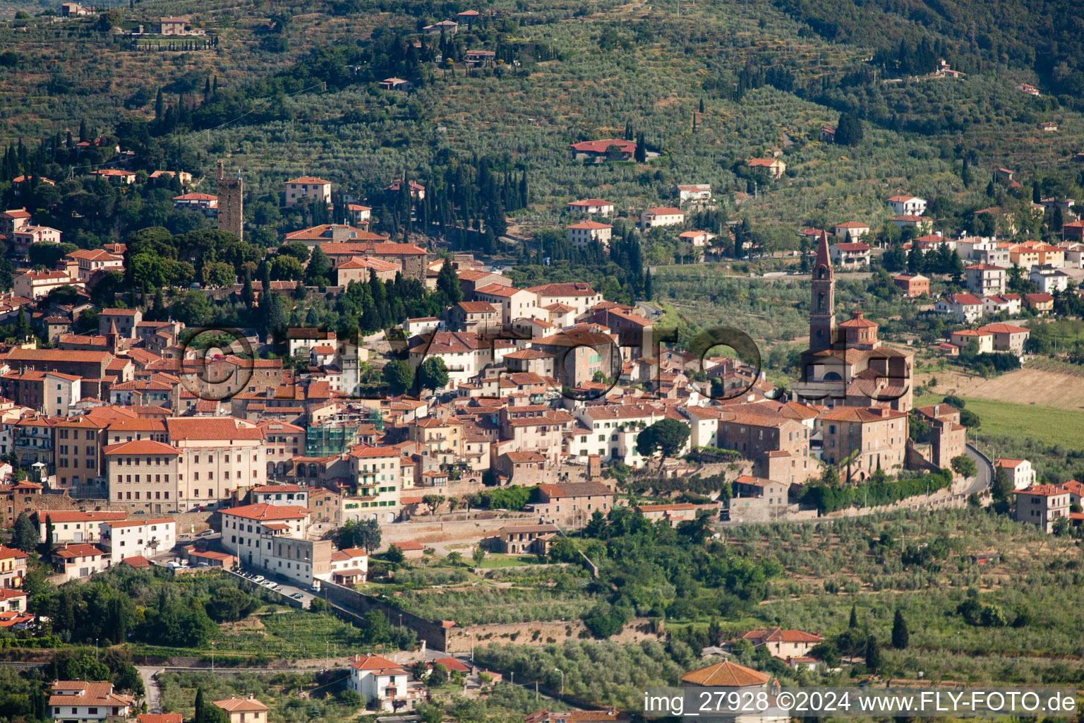 Aerial view of Castiglion Fiorentino in the state Arezzo, Italy