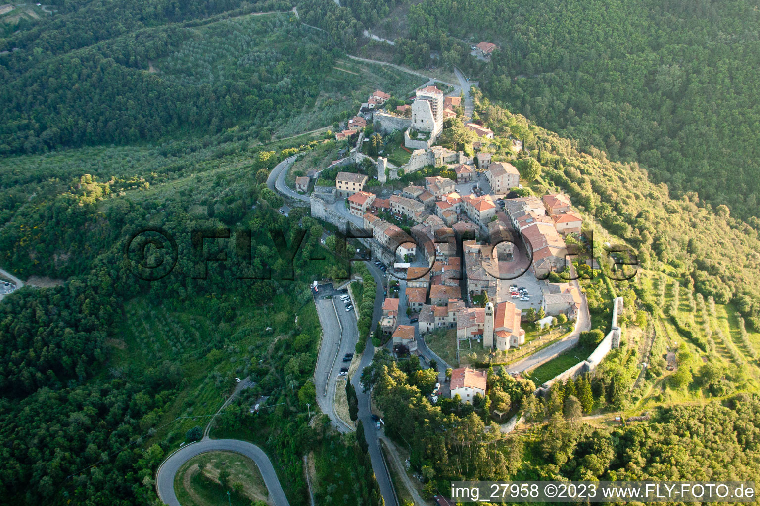 Aerial view of Civitella in Val di Chiana in the state Tuscany, Italy