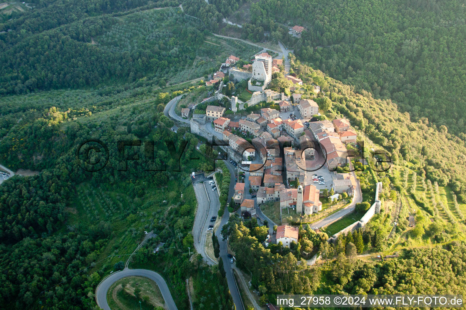 Aerial view of Civitella in Val di Chiana in the state Arezzo, Italy