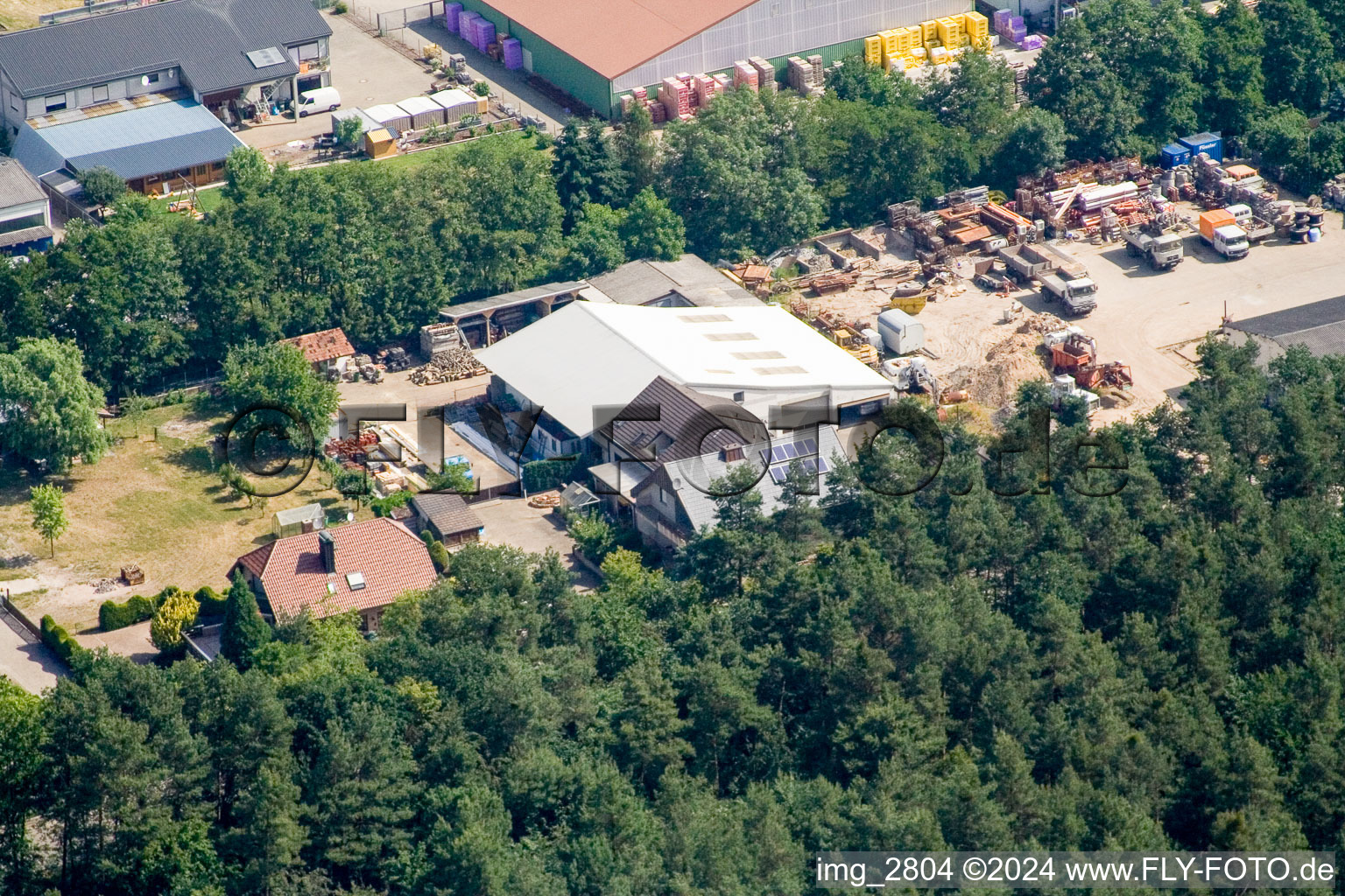 Aerial view of Industrial area W in Hatzenbühl in the state Rhineland-Palatinate, Germany