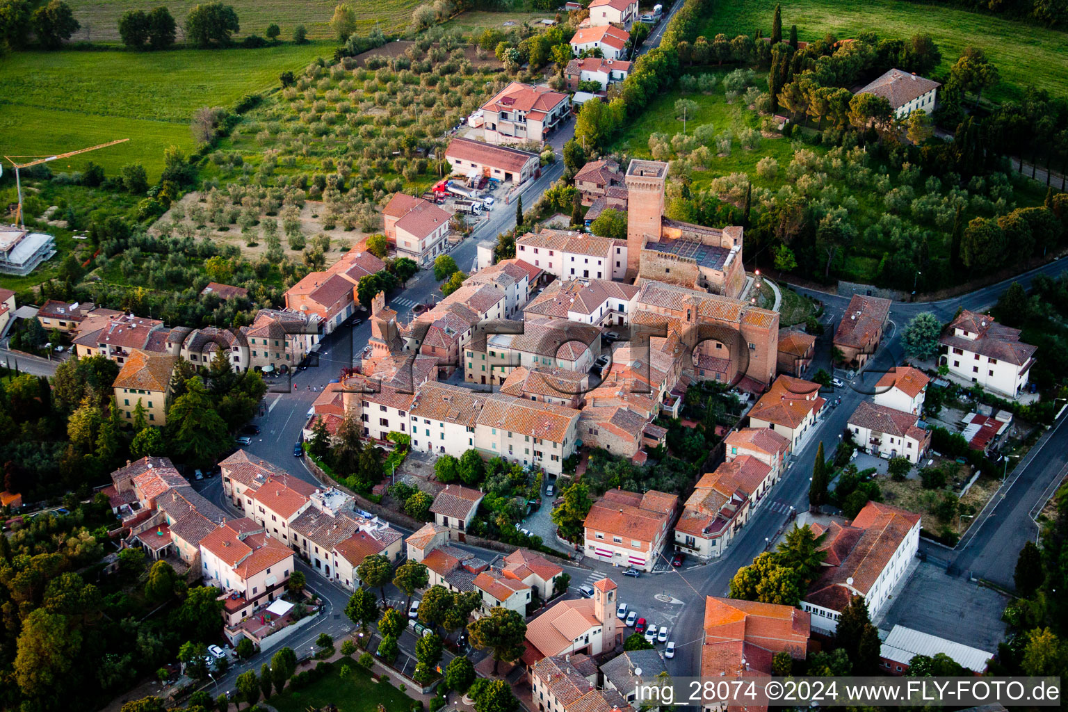 Square village centre in the district Marciano in Marciano della Chiana in the state Arezzo, Italy