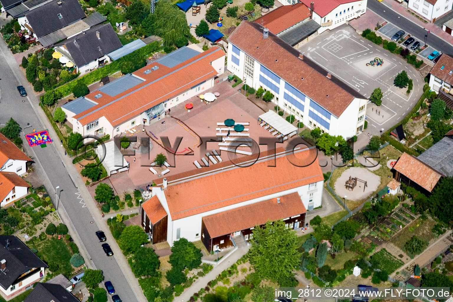 Aerial view of School in Hatzenbühl in the state Rhineland-Palatinate, Germany