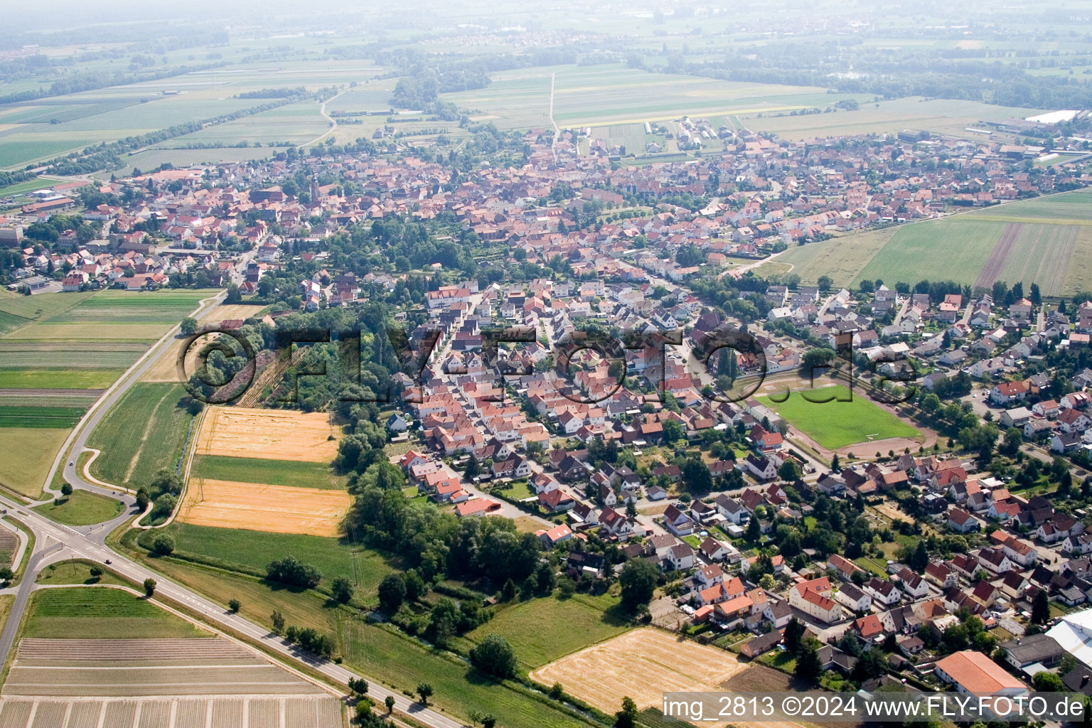 From the north in Rheinzabern in the state Rhineland-Palatinate, Germany