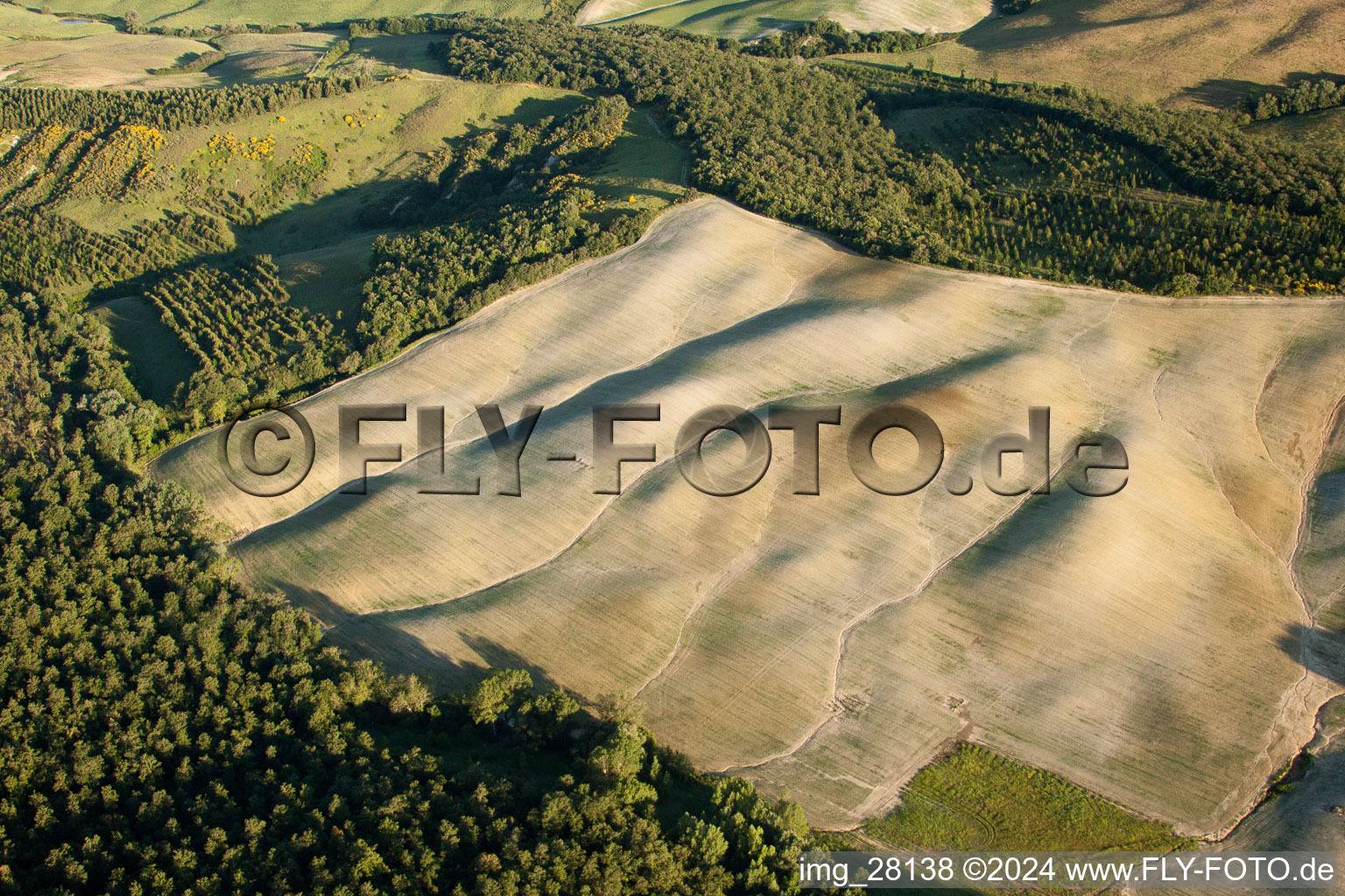 Structures on agricultural fields in Trequanda in the state Siena, Italy