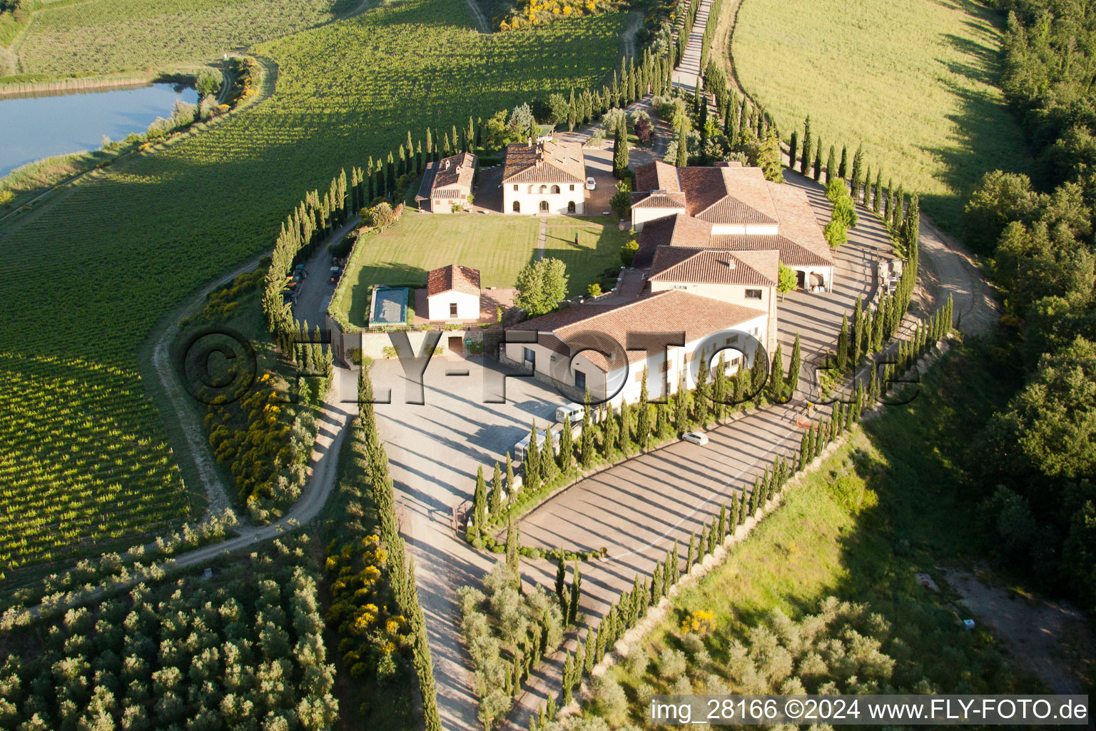 Aerial view of Torrenieri in the state Tuscany, Italy