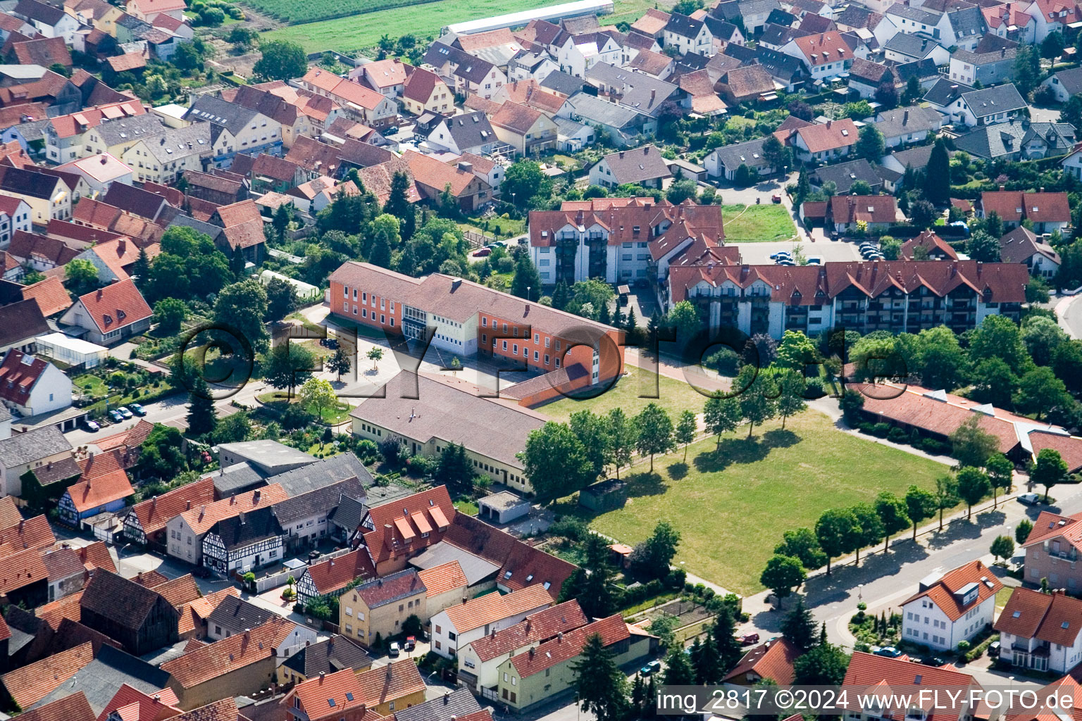 Oblique view of Rheinzabern in the state Rhineland-Palatinate, Germany