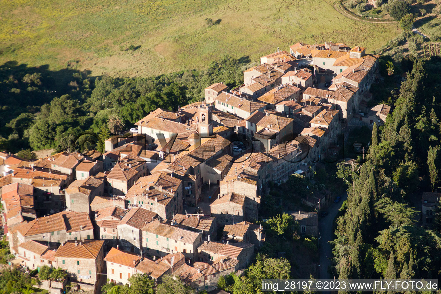 Aerial view of Civitella Marittima in the state Tuscany, Italy